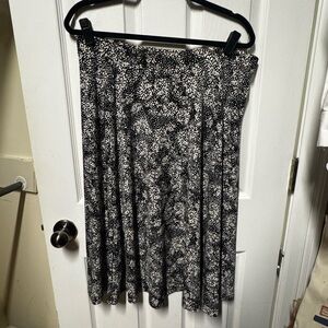 George Black and White A-Line Printed Midi Skirt